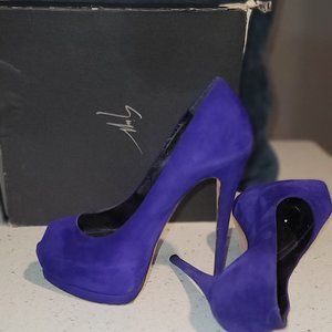 Giuseppe Zanoti suede peep toe platform heels